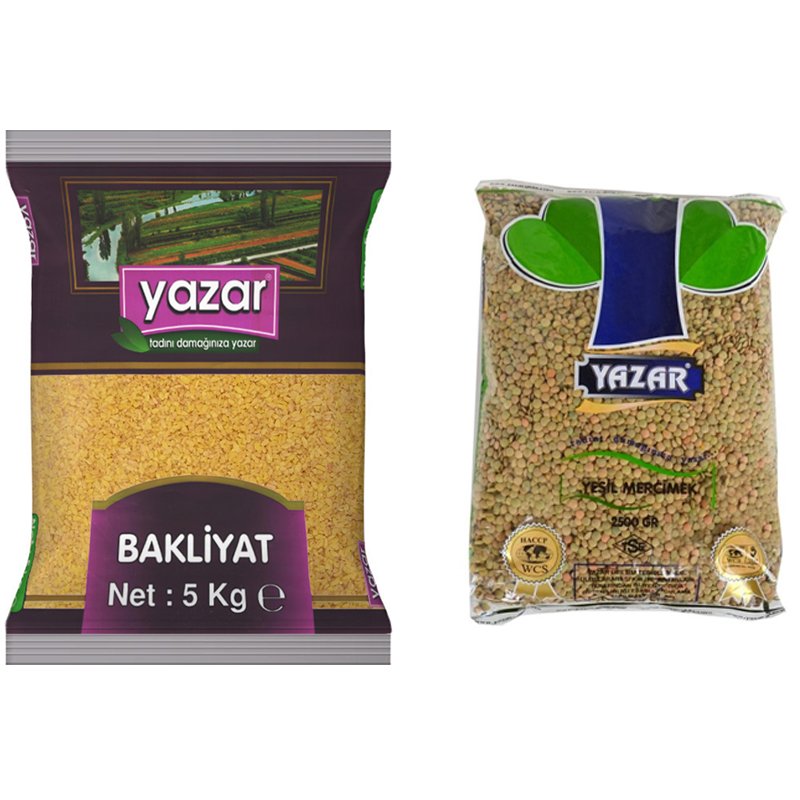 Yazar Pilavlık Bulgur 5 Kg + Yeşil Mercimek 2.5 Kg